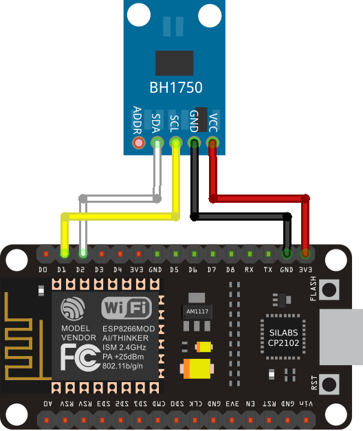 ESP8266 NodeMCU With BH1750 Ambient Light Sensor Using Arduino 6 ESP8266 BH1750 Wiring Diagram