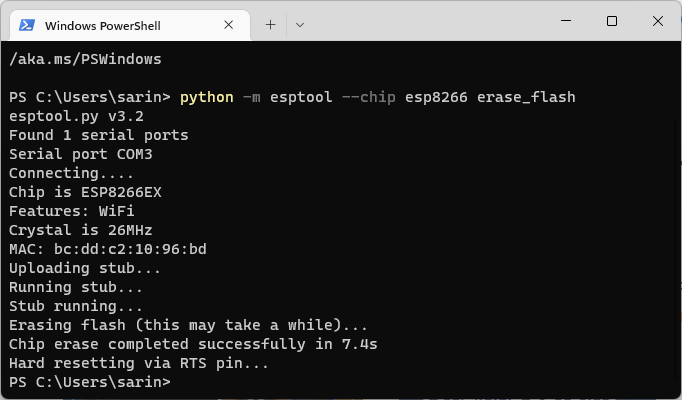 How to Erase ESP8266 NodeMCU Flash Memory (Factory Reset) 4 esptool erase flash esp8266
