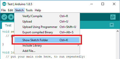 Install ESP8266 SPIFFS Filesystem Uploader in Arduino IDE 6 Arduino IDE Show Sketch folder to create data folder