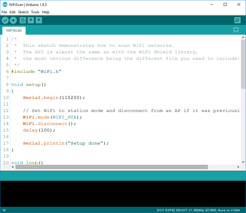 Install ESP32 Board in Arduino IDE in less than 1 minute 10 Arduino IDE uploading WiFiScan example to ESP32